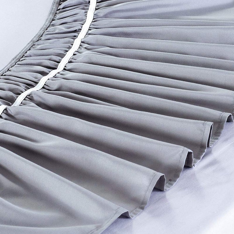 MEILA Wrap Around Bed Skirt Three Fabric Sides Elastic Dust Ruffled 16 Inch Tailored Drop Easy to Install Fade Resistant-Grey  Queen/King - Image 3